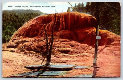 #ad Postcard Orange Geyser Yellowstone National Park Unposted $4.50