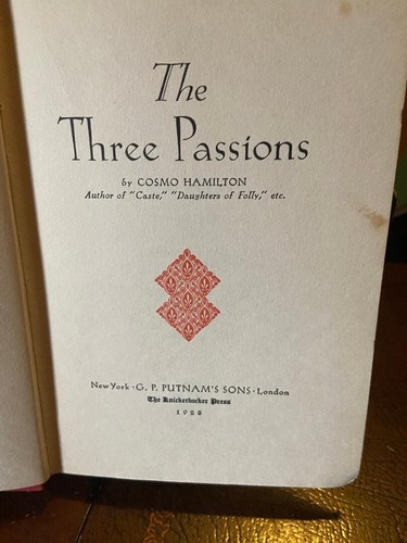 Rare antique book The THREE PASSIONS by Cosmo Hamilton, 1928 - Picture 2 of 2