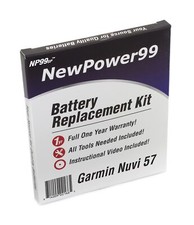 Battery Replacement Kit for Garmin Nuvi 57, 57LM, 57LMT with Video Instructio...