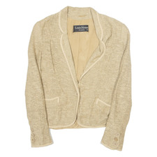 Vintage Louis Feraud Womens Blazer Jacket Beige Wool 90s S