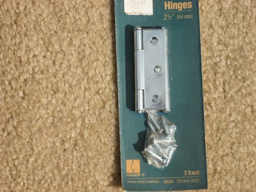 Hager 2 1/2 inch utility hinge with screws. ( Loose pin ) A pair of hinges - Picture 3 of 3