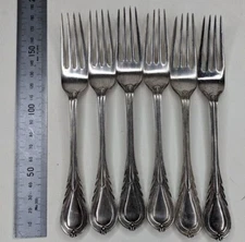 6 Lily Pattern Desert Forks EPNS Silver Rare 1860-1880 Victorian Flatware 18cm