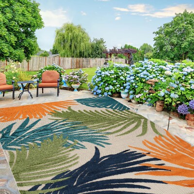 Leichter wasserabweisender Teppich für drinnen/draußen Garten Terrasse Esszimmer Teppich