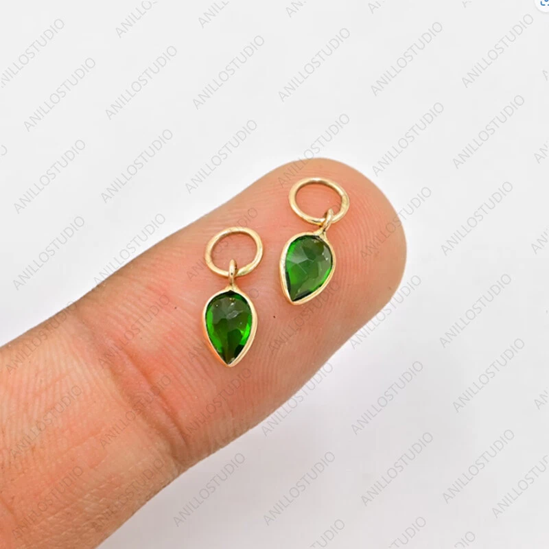 Натуральный жемчуг диопсид подвеска, 14k золото ожерелье подвеска, падение серьги-кольца - Изображение 2 из 4