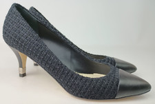 Chanel Women's Black Lurex Tweed Cap Toe Pumps Heels Size 38