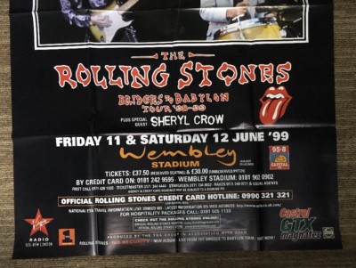The Rolling Stones Bridges To Babylon Tour '99 Vintage Poster Pin