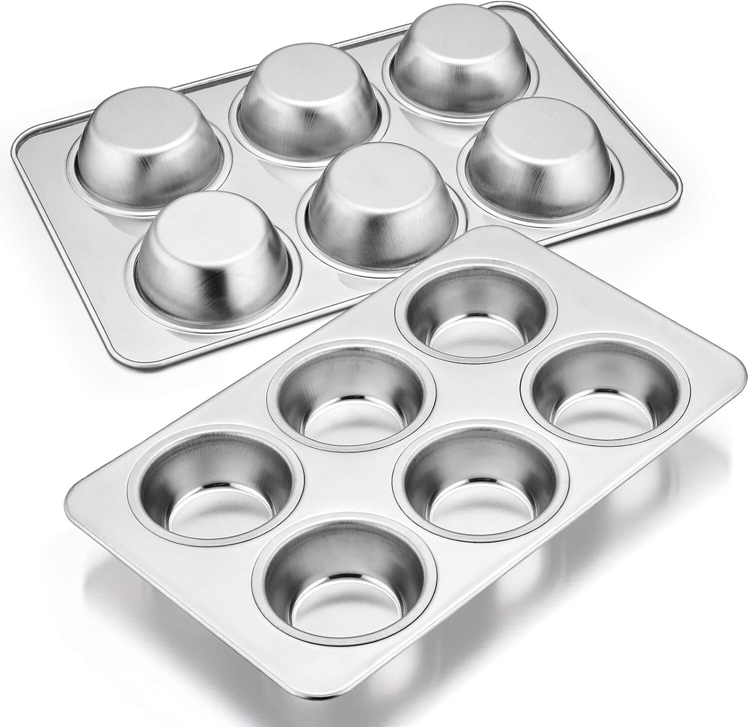 Muffin Pan Set Of 2 Stainless Steel Muffin Pan Tin For Baking 6cup Metal Cupcake