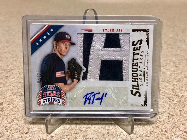 2015 PANINI USA BASEBALL STARS & STRIPES TYLER JAY SILHOUETTES AUTO PATCH 5/29