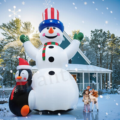 26/33FT Giant Inflatable Christmas Snowman with Penguin for Outdoor Decoration