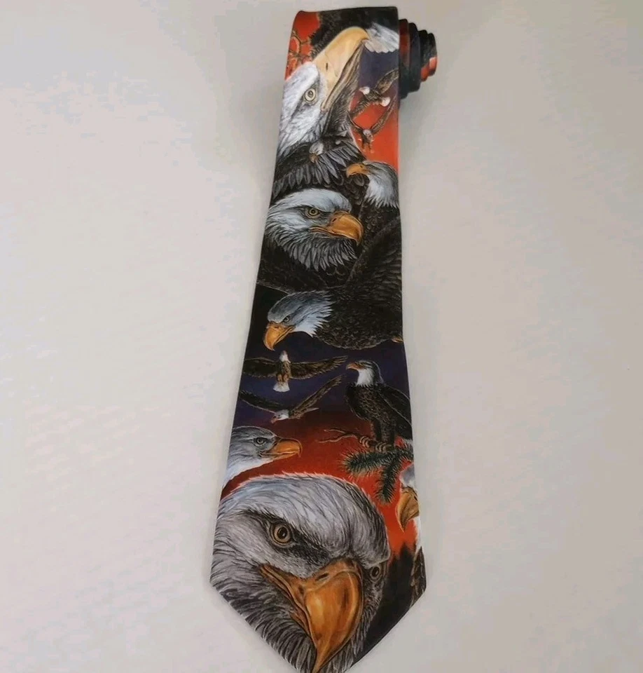 Corbata para hombre D’em Crazy Bald Eagle 100 % poliéster Foto 2 de 4