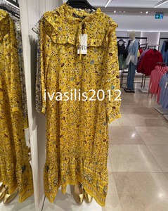 zara yellow floral midi dress