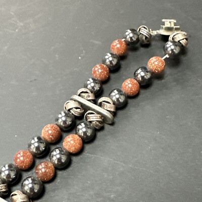 Bracelet Gourmette Ancien En Argent Massif 925 - Maille Boule Style Art Nouveau, Occasion