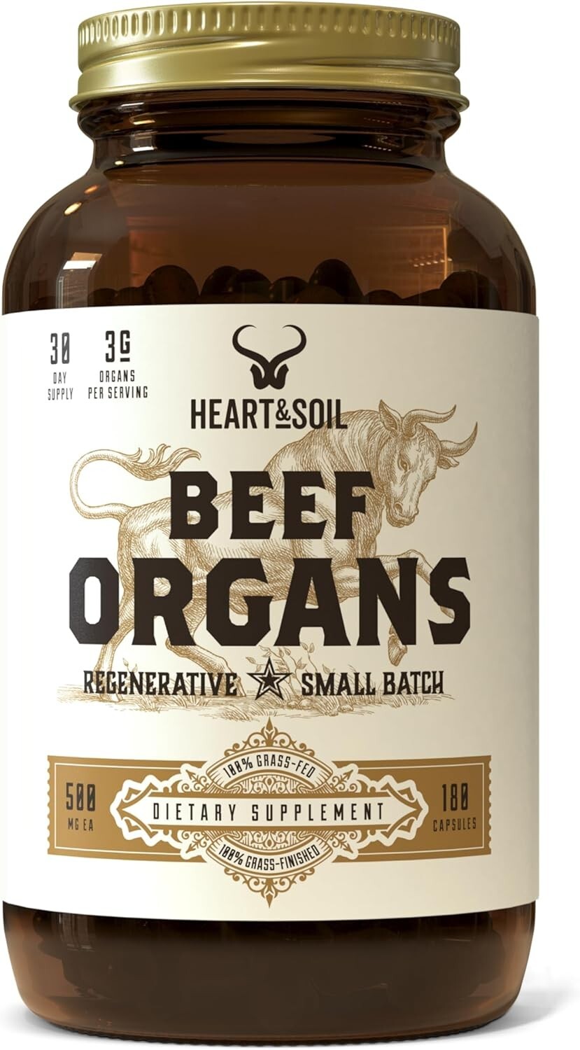 HEART & SOIL Beef Organs Complex — Grass Fed Liver, 180 Capsules, Brand NEW
