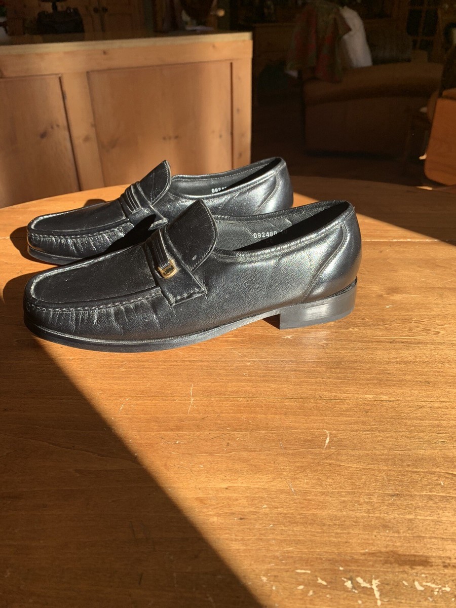 New Florsheim Black Loafers Gold Logo 10 CC PreppyExce Academia