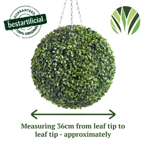 Best Artificial Pair of Green Boxwood Buxus Topiary Ball grass hanging garden - Picture 22 of 27