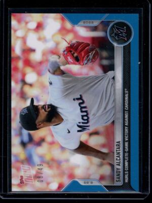 2022 Topps Now #435 Sandy Alcantara Blue Parallel Card #d 8/49