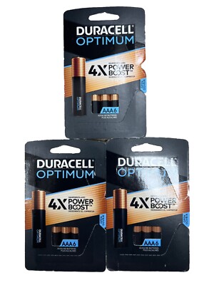 LOT OF 18 Duracell Optimum AAA Batteries 4x Power Boost, 3 PACKS