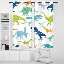 Cinbloo Boys Dinosaur Blackout Curtains Grommet 2 Panels Kids Cartoon Dino Ro...