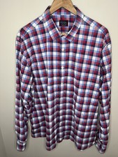 UNTUCKit Plaid Checkerboard Dress Shirt Men  s 2XL Red Blue Cotton Long Slv XXL