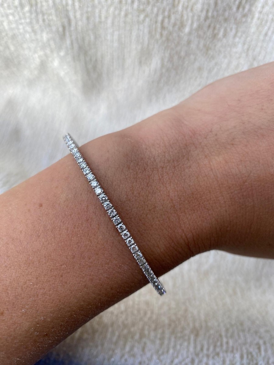 14k White Gold Flexible Bangle Bracelet Ct Lab Grown Diamonds E-F VS 7