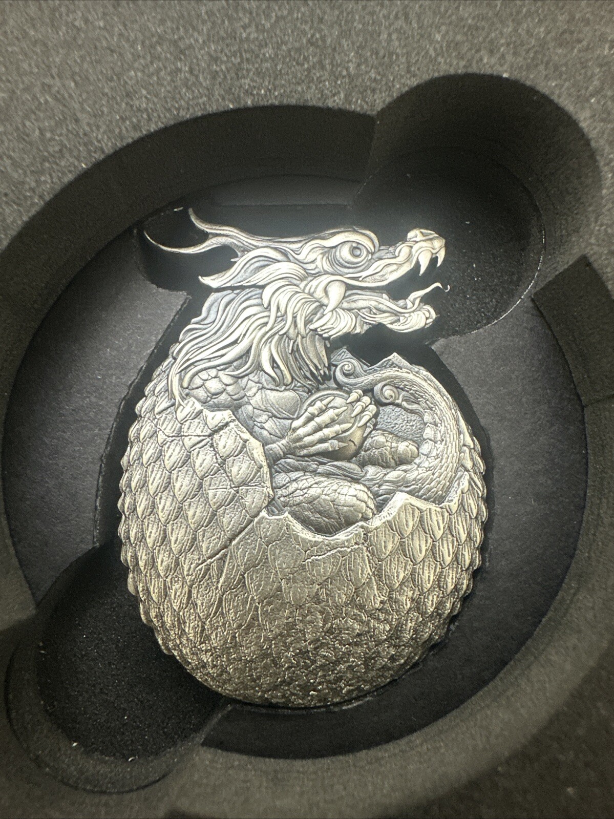 Dragon Egg 10000 Francs CFA 2oz .999 High Relief /500 Chinese COA-image