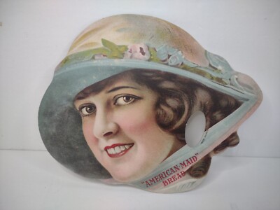 1919 American-Maid Bread Original Advertising Fan Pretty Girl Ivan B. Nordhem NY