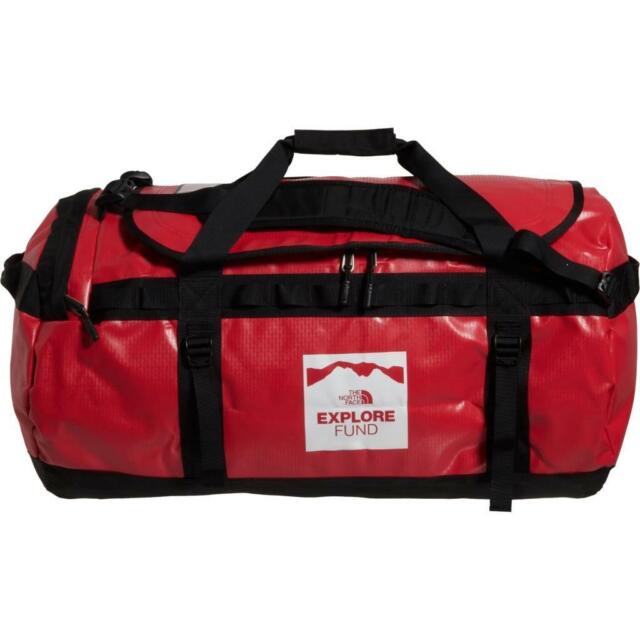 red north face duffel bag