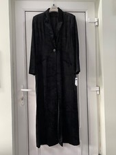 New Principles Long Luxurious Black Velvet Maxi Coat Jacket Size 16