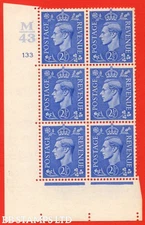 SG. 489. Q14. 2½d Light Ultramarine. A mounted mint control block of 6.  B70810