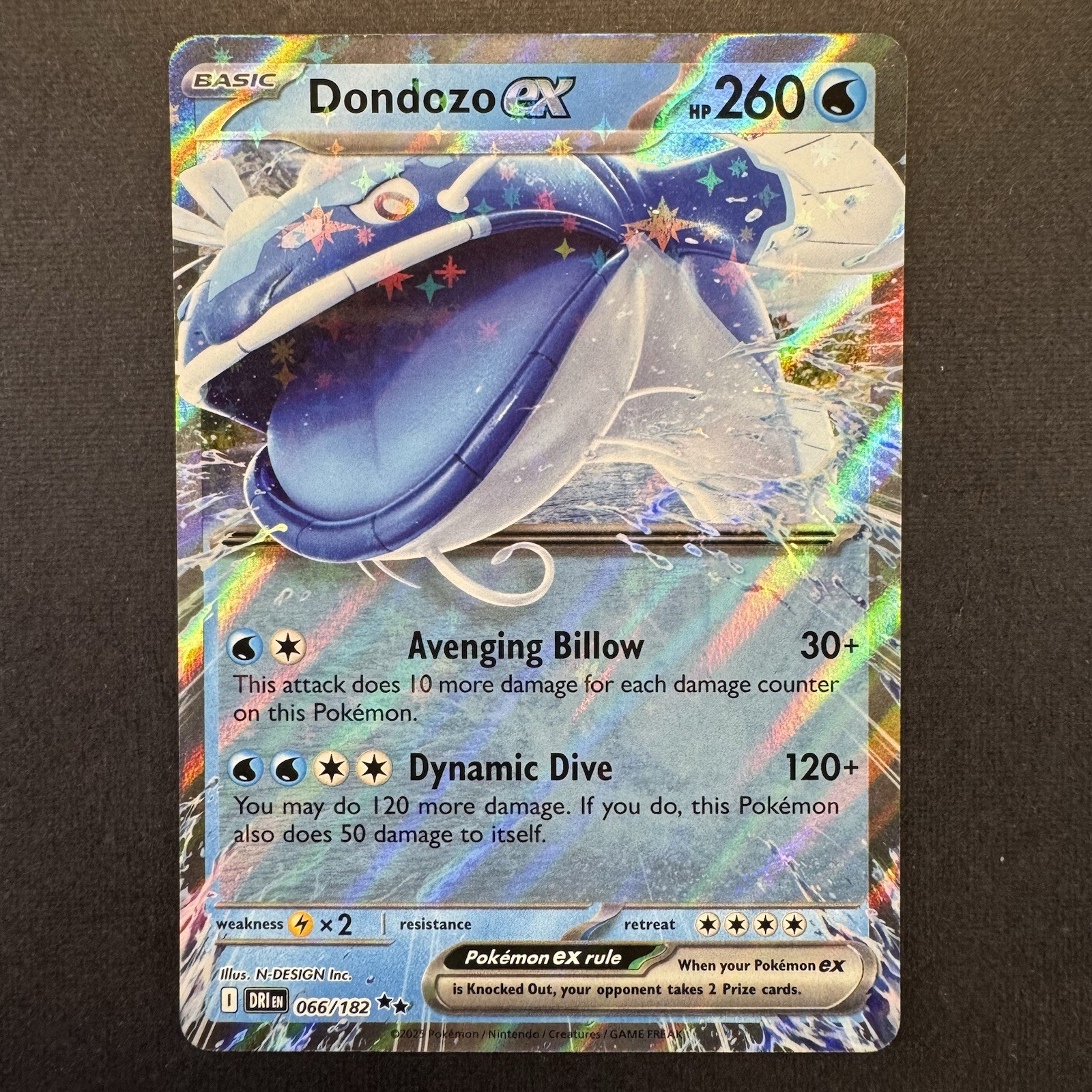 Pokémon TCG Dondozo EX 66/182 Destined Rivals Holo Double Rare NM