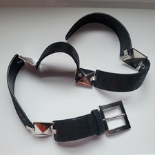White House Black Market Black Studded Silver Hardware Accents Belt Small USA