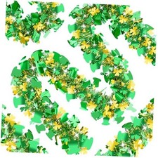 66FT St Patrick's Day Tinsel Garlands Green Gold Shamrock Hat Tinsel Garland