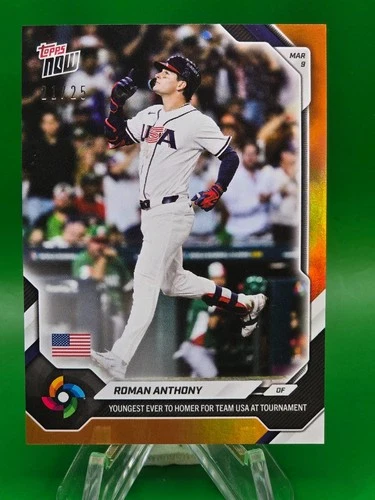 Roman Anthony 2026 World Baseball Classic Topps Now Card 21 Orange Parallel /25