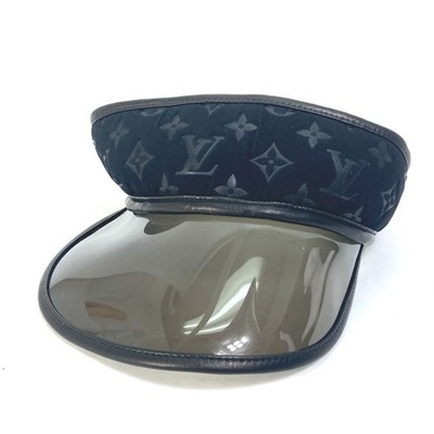 LOUIS VUITTON Monogram Sun visor Nylon Black Hat Cap LV japan Used