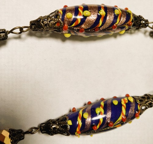 Rare Vintage Czech Fancy Glass Beads Beaded Necklace - Picture 6 of 11