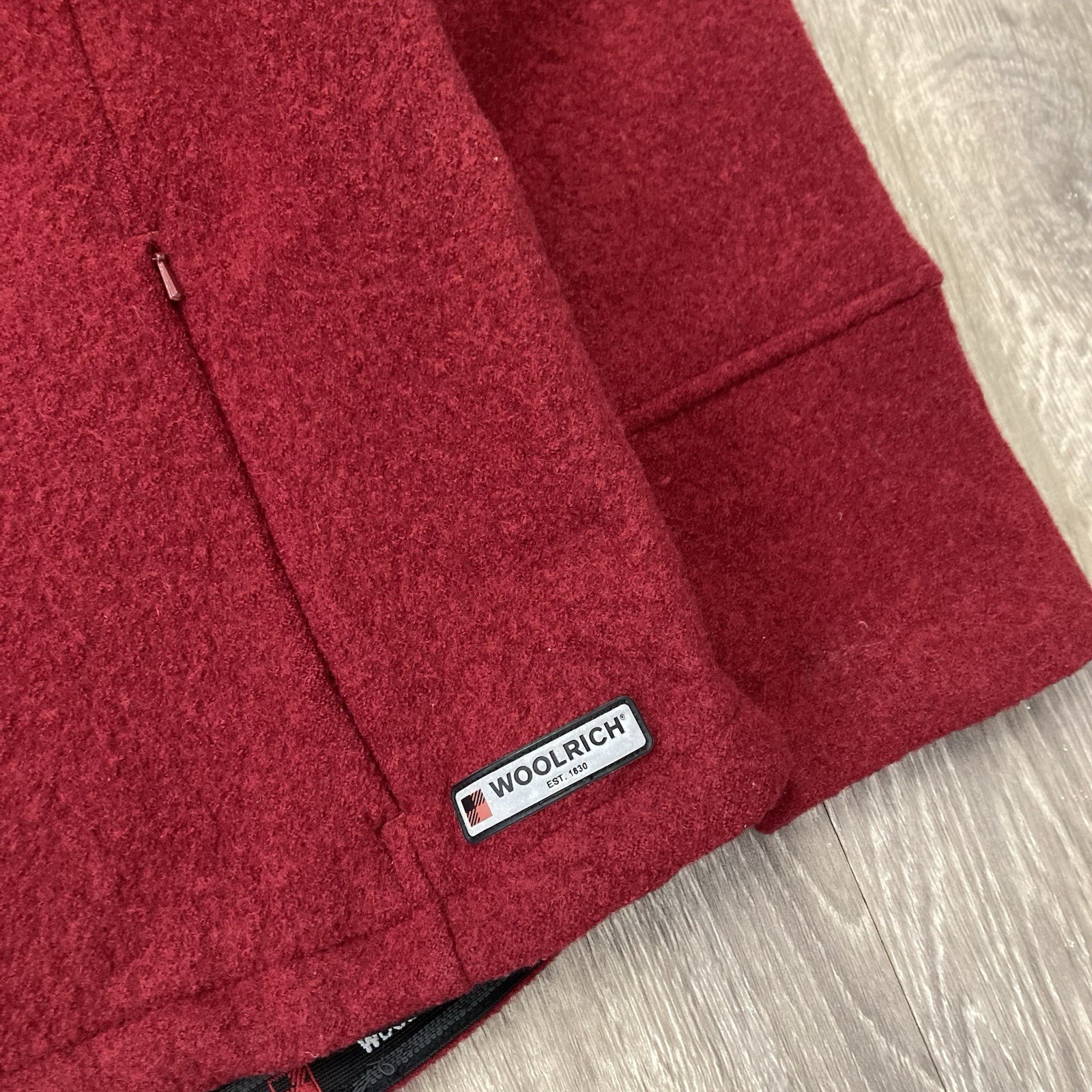 Woolrich Ruby Red Wool Jacket Lined 2 Way Zipper … - image 4