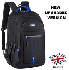 Black Backpack Rucksack Large Upgraded Mens Womens Bag Travel Work School Sports
