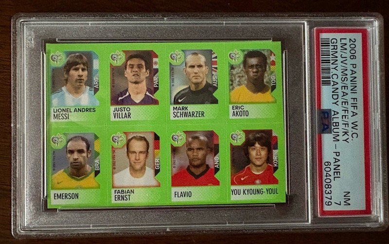 2006 Lionel Messi Panini World Cup Rookie Panel Sticker PSA 7 FIFA Candy Album