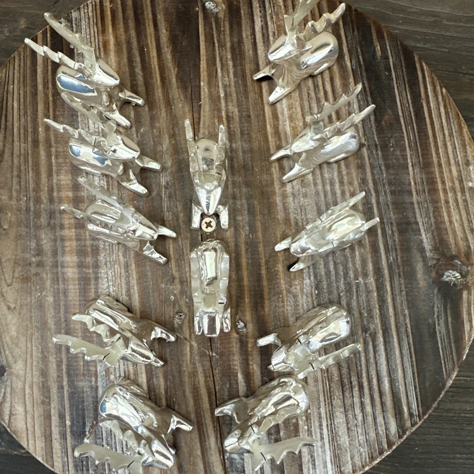 Vintage Silver Sitting Reindeer Place Card Holders Made In India Heavy Set Of 12 - Image 4 of 4