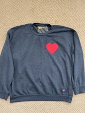Aviator Nation Heart Navy Crewneck Sweatshirt - unisex oversized fit medium EUC 