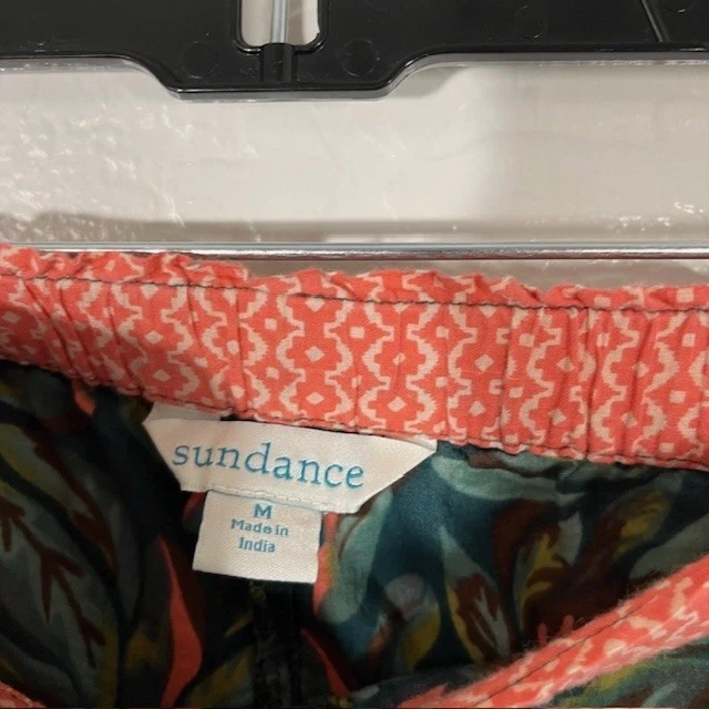 Pantalones Cortos Sundance Para Mujer Medianos Verde Rosa Estampado de Hojas Elástico Cintura Bolsillo Informal Foto 3 de 4