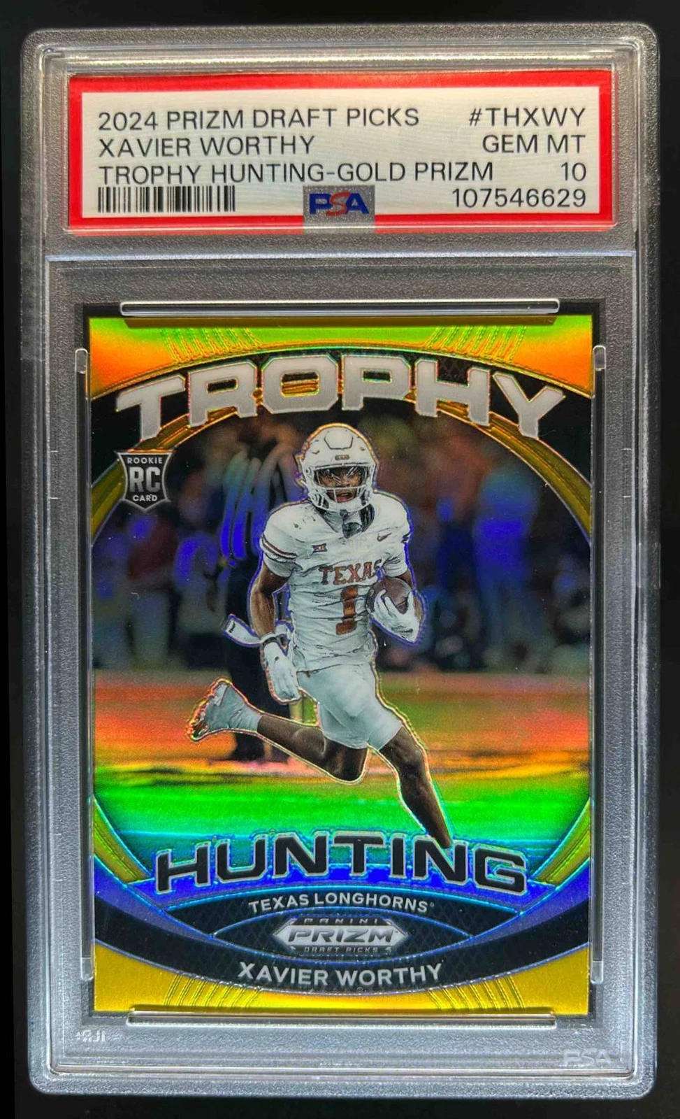 Xavier Worthy Panini Prizm Draft Picks Trophy Hunting #THXWY Gold Prizm