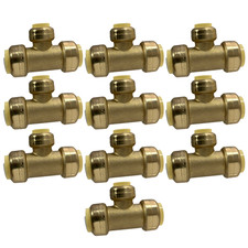 10 Pack XFITTING 3/4" x 3/4" x 1/2" Push Fit Tee, Push to Connect Tee, Lead Free