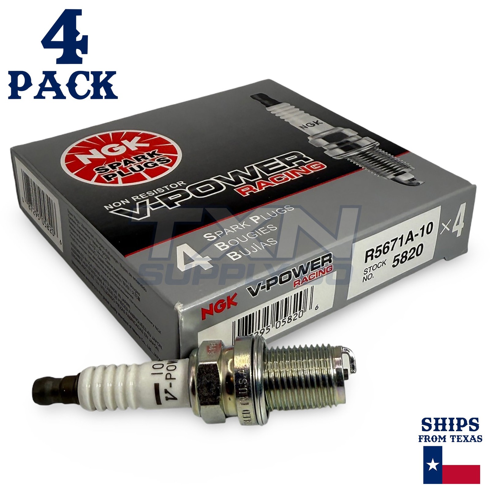 4 Pack NGK V-Power 5820 Spark Plugs R5671A-10