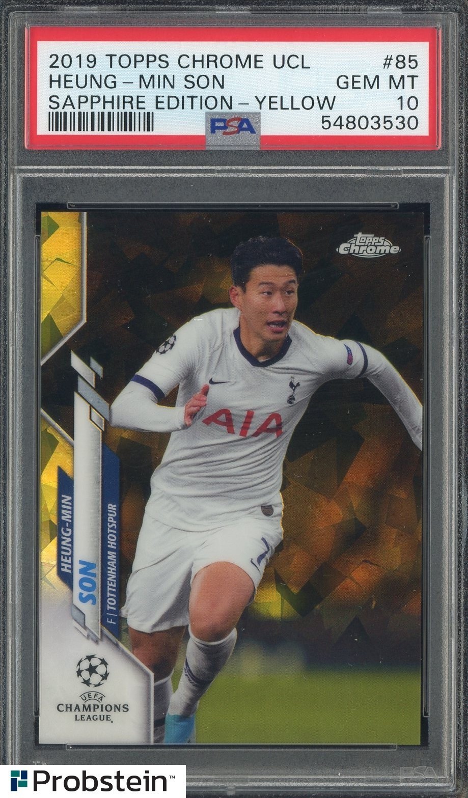 2019 Topps Chrome UCL Soccer Sapphire Yellow #85 Heung-Min Son 89/99 PSA 10