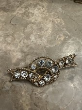 Neat-O Large Vintage 60's Rhinestone Hair Barrette Goldtone Love Knot