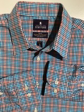 Stafford Mens Travel Performance Super Shirt Long Sleeve 17 x 34 35 Plaid