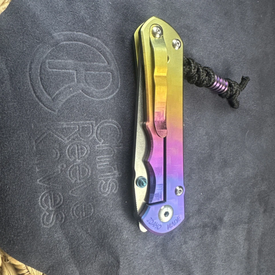 Chris Reeve CRK Knives Sebenza 25 Custom Anodizing Fade And Engraving Titanium - Image 2 of 4