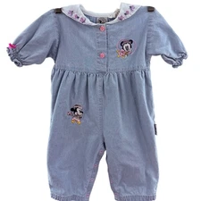 Vintage 90’s Baby Mickey & Co. Baby Mickey Embroidered Jumpsuit Blue Size 12 Mo