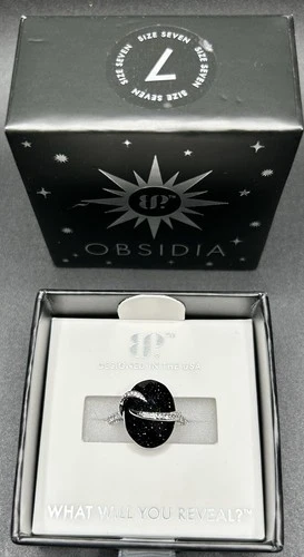 Bomb Party Obsidia Sz 7 RG75574 “Shadowcoil Ring” LC Onyx Sandstone on Rhodium - product listing photo